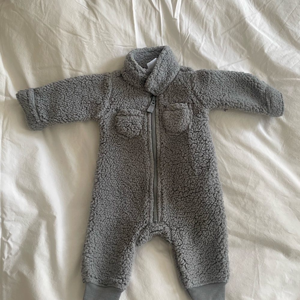 Grey Fleece Newborn Onesie